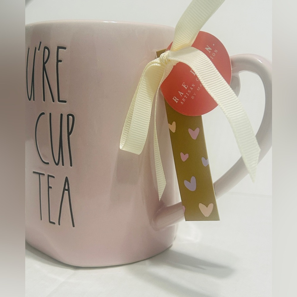 Rae Dunn pink ceramic heart handled mug YOU’RE MY CUP OF TEA - Picture 5 of 5